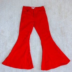 Red Flare Bell Bottom Jeans